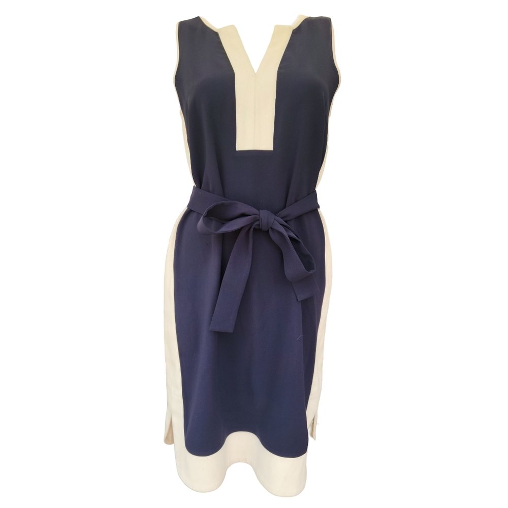 Ann Taylor Classic Navy and White A-line knee length dress SMALL